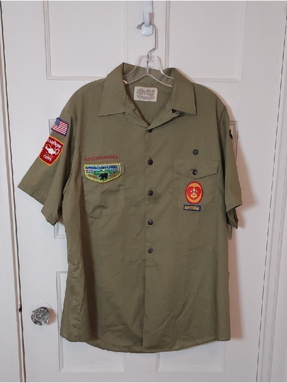 Vintage Boy Scouts Of America Men's Shirt with Patches 70's/ 80's Est. Size XL